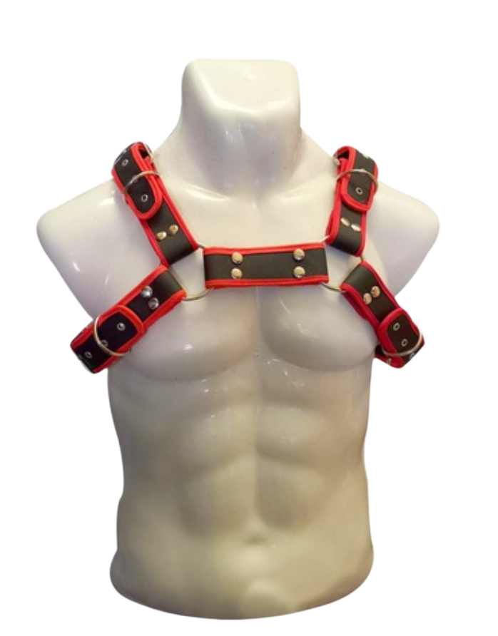 Pechera de Cuero para Hombre – Rojo con Negro