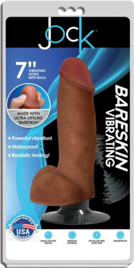 Jock Bareskin 7" Vibrating with Balls – Mocha
