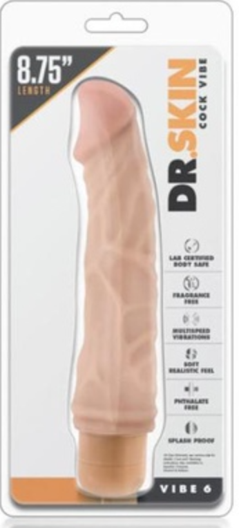 Dr. Skin Cock Vibe 6 Beige – Vibración directa, placer sin rodeos